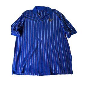 Vtg Vantage Florida Gators LOGO Cotton Striped Polo Shirt Mens L Basketball UF